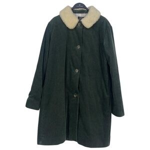 A.P.C. Women's Green Corduroy Coat with sherpa Collar